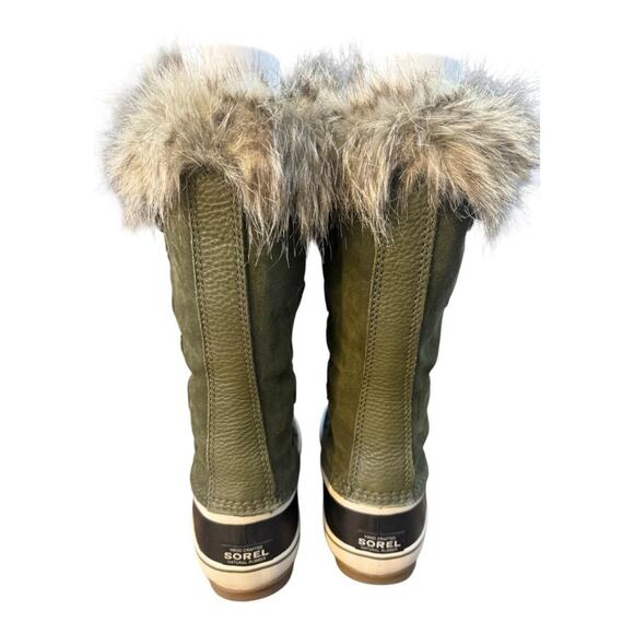 Sorel Joan of Arctic Waterproof Green Suede Snow Boot Fur Cuff Women size 9.5 - Picture 6 of 9